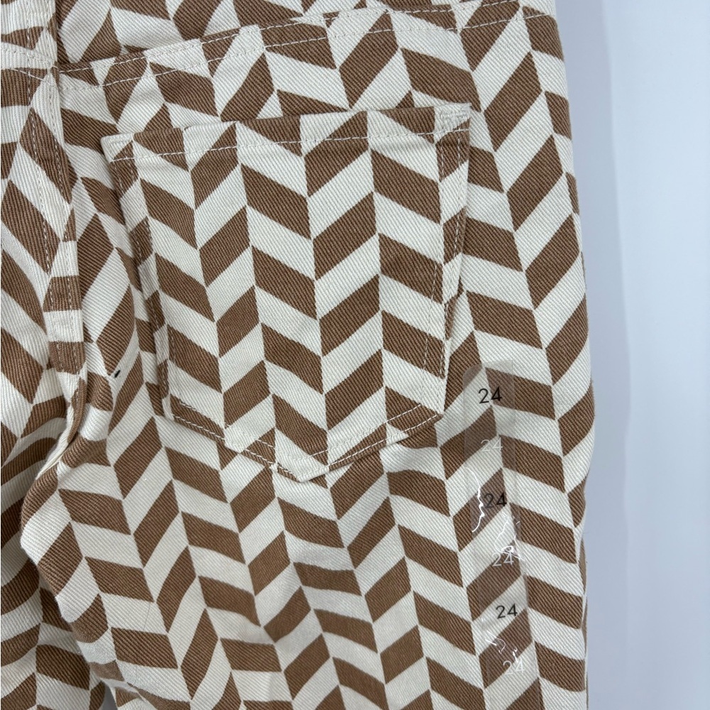 Pacsun Retro Brown Chevron Low Rise Y2K Straight Leg Pants | size 24 NWOT - Picture 9 of 12